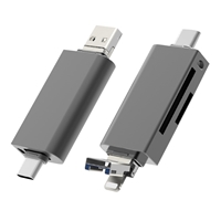 Prevo CR312 USB 2.0, USB Type-C and Lightning Connection, Card Reader, High-speed Memory Card Adapter Supports SD/Micro SD/TF/SDHC/SDXC/MMC, Compatible with Windows, Mac OS and Android, Black - Image 4