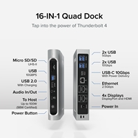 Plugable TBT4-UDZ ThunderBolt 4 Quad Monitor 100W USB-C PD 2.5GbE Docking Station - Image 4