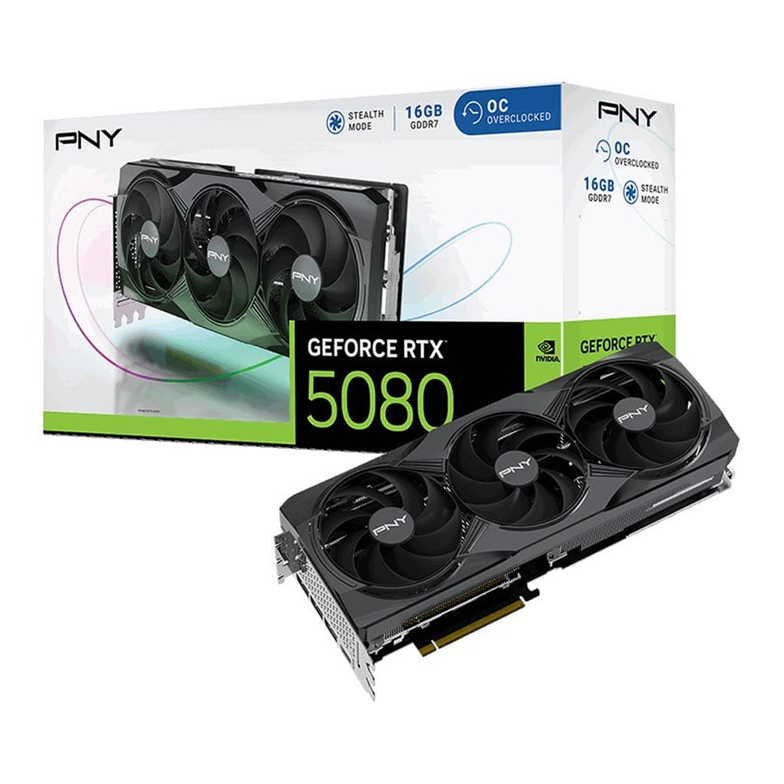 PNY NVIDIA GEFORCE RTX 5080 OC 16GB, GDDR7 Graphics Card, 10752Cuda Cores, 2295 MHz Core Clock, Triple Fan, 3 x Display Ports/ 1 x HDMI Port - Image 3