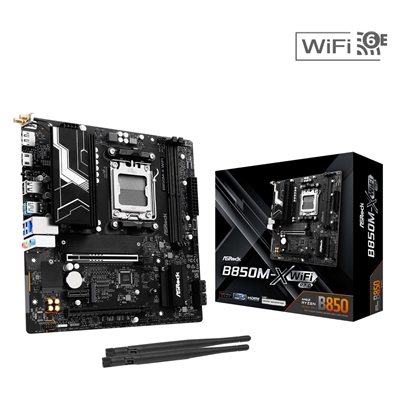 ASRock B850M-X WiFi R2.0 AMD AM5 Socket Motherboard, Micro-ATX, 2x DDR5 Slots, 2x M.2 Sockets, 2.5GbE LAN, Wi-Fi 6E, 1x DisplayPort / 1x HDMI Port - Image 2