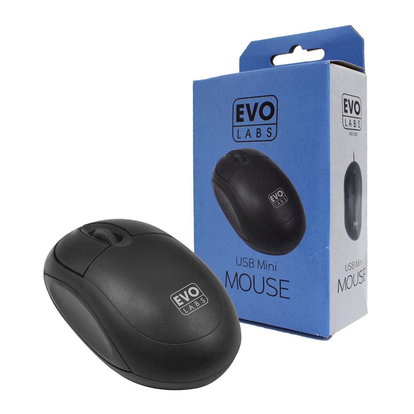 Evo Labs MO-001 Wired USB Mini Plug and Play Mouse, 800 DPI Optical Tracking, 3 Button with Scroll Wheel, Ambidextrous Design for PC / Mac / Laptop, Matte Black - Image 3