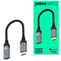 Prevo DPM-HDMIF-ADA Display Converter Adapter, DisplayPort (M) to HDMI (F), 0.2m, Black & Silver, DisplayPort 1.4 & HDMI 2.0, Supports up to 4K@60Hz, Braided Cable, Retail Box Packaging - Image 4