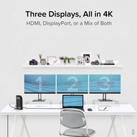 Plugable UD-ULTC4K Triple Monitor 4K 96W USB-C PD DisplayLink Certified Docking Station - Image 5
