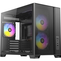 Antec FLUX M Mini Tower Gaming Case, 1 x USB Type-C / 1 x USB 3.0, Tempered Glass Side Window Panel, Vertical Airflow Design, 3 x Pre-Installed RGB LED Fans & 3 PWM Reverse Fans, Micro-ATX, ITX Compatible - Image 4