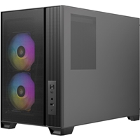 Antec FLUX M Mini Tower Gaming Case, 1 x USB Type-C / 1 x USB 3.0, Tempered Glass Side Window Panel, Vertical Airflow Design, 3 x Pre-Installed RGB LED Fans & 3 PWM Reverse Fans, Micro-ATX, ITX Compatible - Image 7