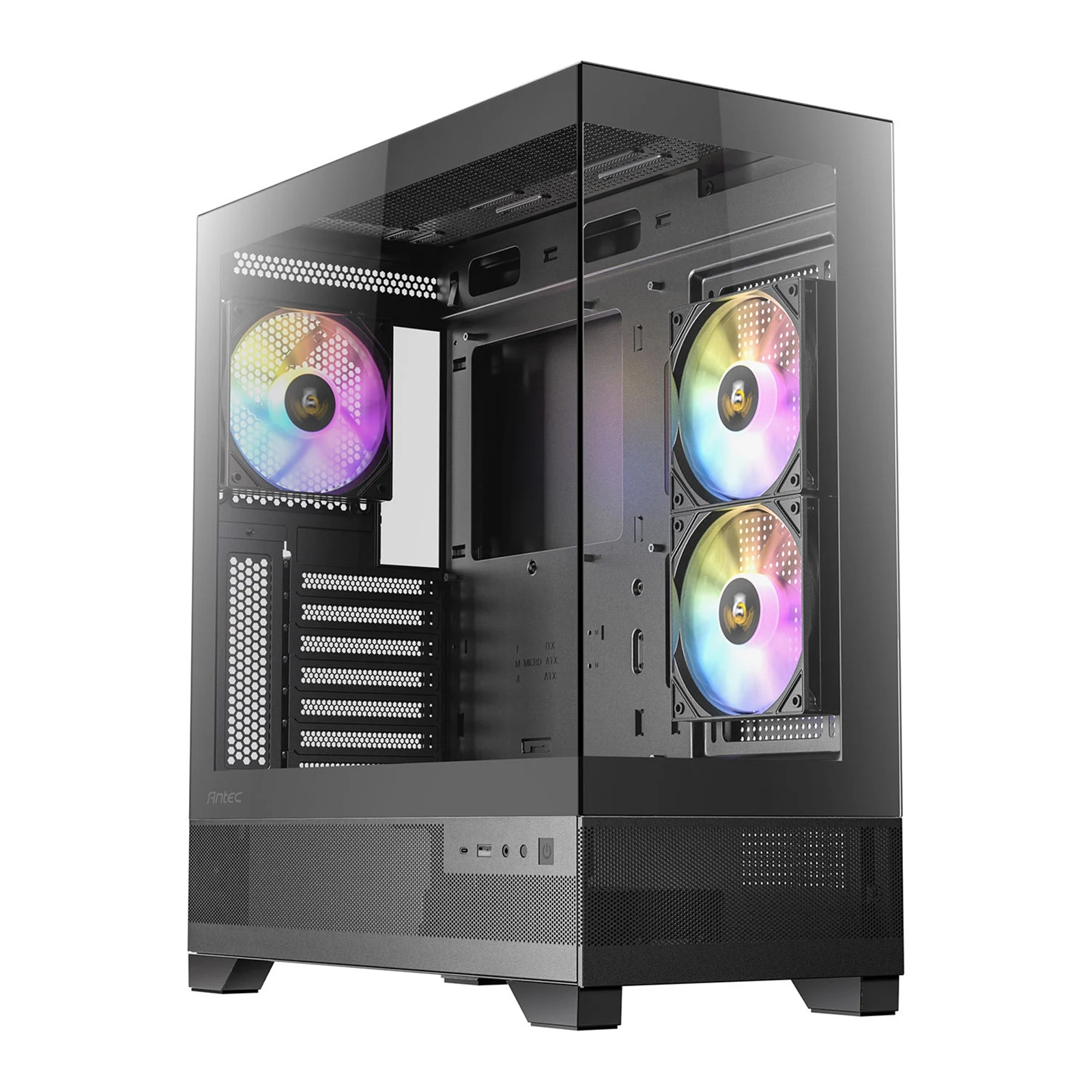 Antec CX700 Mid Tower Gaming Case 1 x USB Type-C / 1 x USB 3.0, Tempered Glass Front and Side Window Panel, Support Vertical Cooling 3 x Pre-Installed ARGB LED Fans, ATX, Micro-ATX, ITX Compatible - Image 3