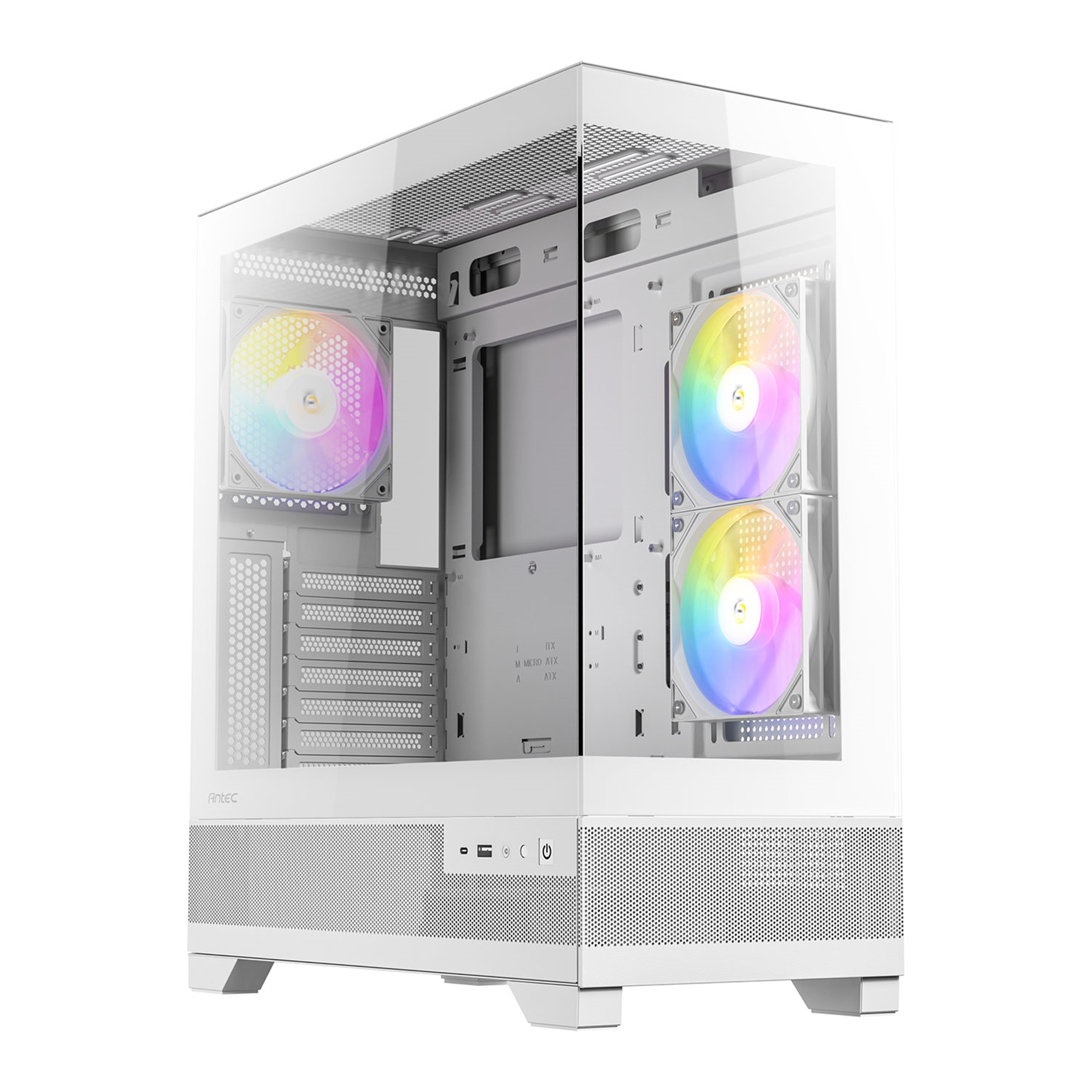 Antec CX500M CX700 Mid Tower Gaming Case, 1 x USB Type-C / 1 x USB 3.0, Tempered Glass Front and Side Window Panel, Supports Vertical Cooling, 3 x Pre-Installed RGB LED Fans, ATX, Micro-ATX, ITX Compatible - Image 3