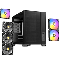 Antec FLUX M Mini Tower Gaming Case, 1 x USB Type-C / 1 x USB 3.0, Tempered Glass Side Window Panel, Vertical Airflow Design, 3 x Pre-Installed RGB LED Fans & 3 PWM Reverse Fans, Micro-ATX, ITX Compatible