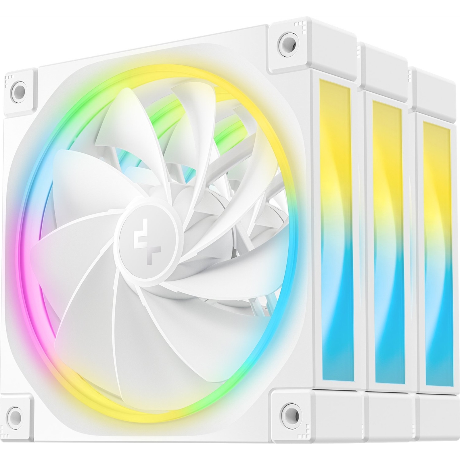 DeepCool FL12 120mm PWM 3 Pack Reverse White Fan - High Performance, Low Noise, Fluid Dynamic Bearing, 36 ARGB LEDs, 500-2150 RPM, 55 CFM Airflow, 4-Pin PWM Control - Image 3