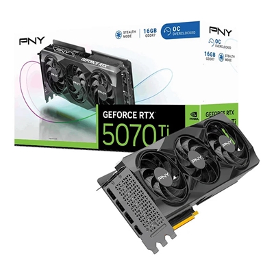 PNY NVIDIA GEFORCE RTX 5070 Ti OC 16GB, GDDR7 Graphics Card, 8960 CUDA Cores, 2295 MHz Core Clock, Triple Fan, 3x Display Ports / 1x HDMI Port - Image 2