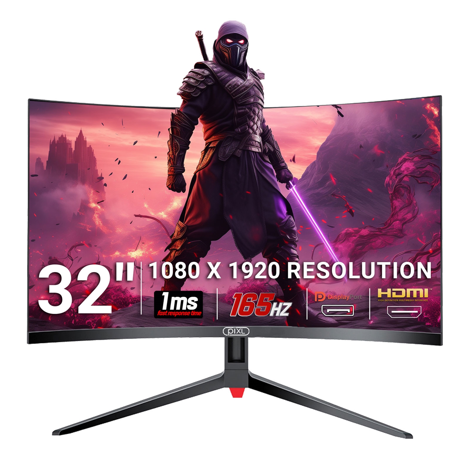piXL CM32GF5 32 Inch 165Hz HDR Full HD Curved Gaming Monitor with AMD FreeSync & Nvidia G-Sync, 1920 x 1080 Resolution, 1ms Response Time, DisplayPort, HDMI & VESA Mount - Image 3