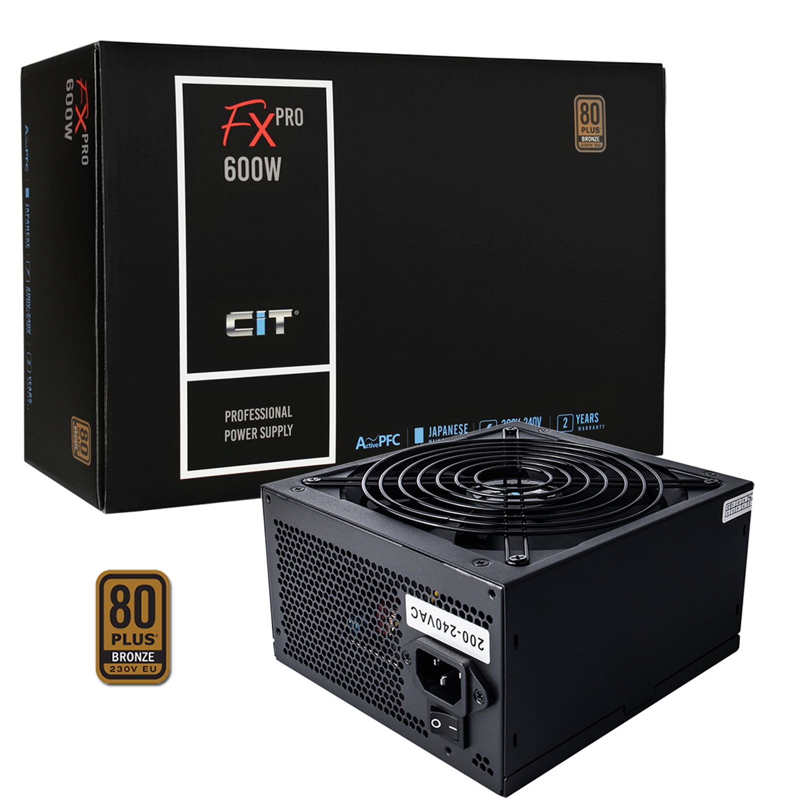 CiT 600W ATX Power Supply, 80+ Efficiency, 120mm Silent Fan, Active PFC, PCIe, SATA & Molex Connectors, Black PSU for Gaming & Desktop PC - Image 3