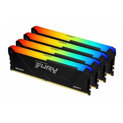 Kingston FURY Beast KF436C18BB2AK4/128 128GB (4x 32GB) DIMM System Memory, 3600MHz, DDR4, CL18, Black, RGB, Intel XMP - Image 2