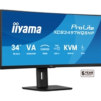 iiyama ProLite Curved Monitor XCB3497WQSNP-B1 34" VA Ultra-Wide Screen with KVM Switch, LAN, USB-C Dock, 0.4ms, 120Hz, HDMI, DisplayPort, Speakers, Height Adjustment - Image 5