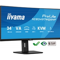 iiyama ProLite Curved Monitor XCB3497WQSNP-B1 34" VA Ultra-Wide Screen with KVM Switch, LAN, USB-C Dock, 0.4ms, 120Hz, HDMI, DisplayPort, Speakers, Height Adjustment - Image 6