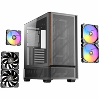 Antec P30 Mid Tower Gaming Case, 1 x USB Type-C / 2 x USB 3.0, Tempered Glass Side Window Panel, Large metal mesh front panel with premium wood accents, 5 x Pre-Installed ARGB LED Fans, ATX, micro-ATX, ITX Compatible - Image 4