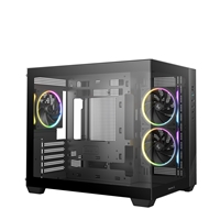 DeepCool CG330 3F ARGB Dual-Chamber Micro-ATX Tower Case, Tempered Glass Panels, 3 x 120mm ARGB Fans, USB 3.0, ITX/Micro-ATX, Black - Image 4