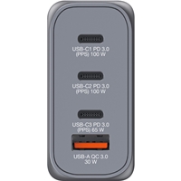 Verbatim (32202) GNC-100 GaN Charger 100W with 2 x USB-C PD 100W / 1 x USB-C PD 65W / 1 x USB-A QC 3.0 (EU/UK/US) - Image 4