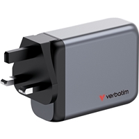 Verbatim (32202) GNC-100 GaN Charger 100W with 2 x USB-C PD 100W / 1 x USB-C PD 65W / 1 x USB-A QC 3.0 (EU/UK/US) - Image 5