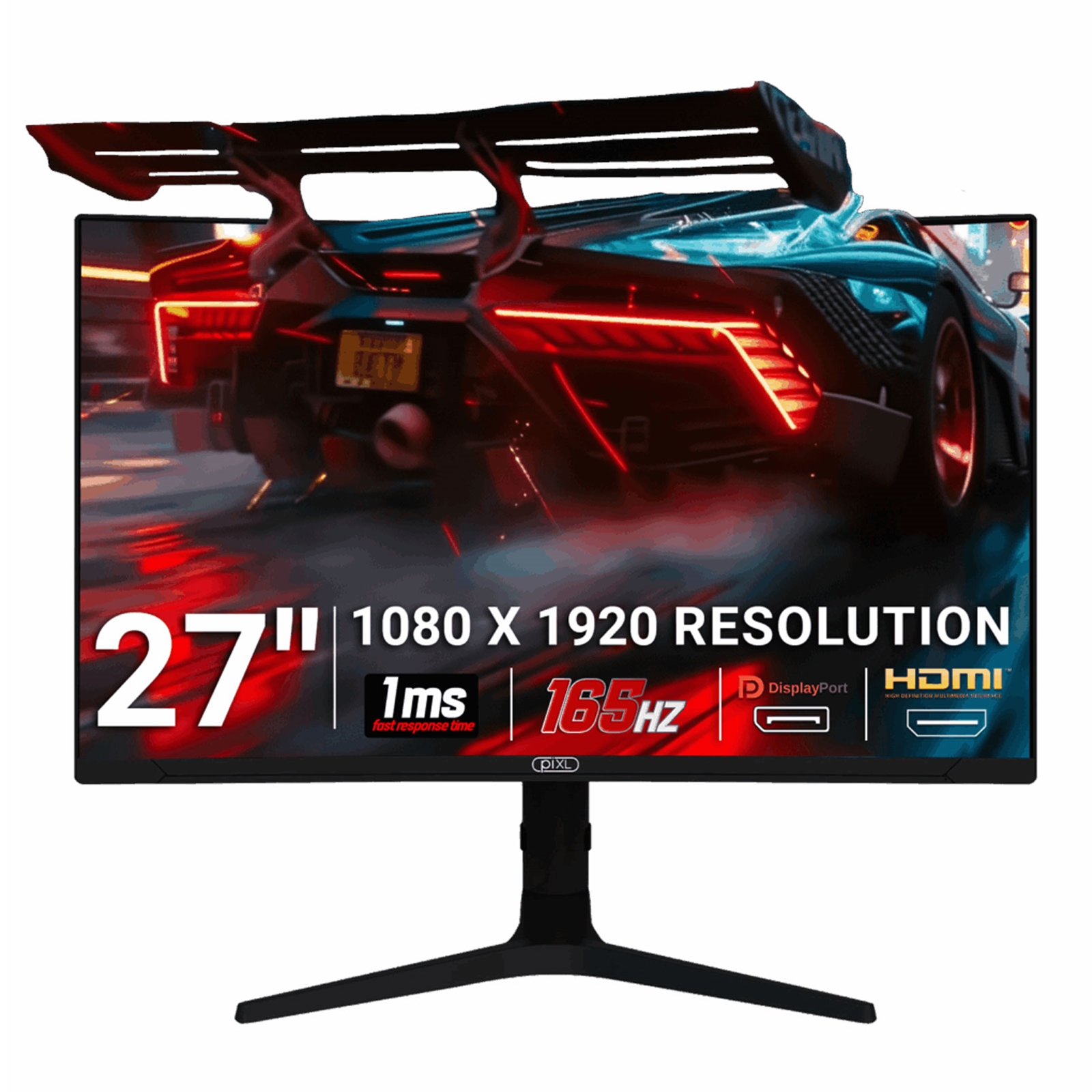 piXL CM27C7 27 Inch 165Hz Full HD Curved HDR Widescreen Gaming Monitor with AMD Freesync & NVidia G-Sync, 1ms Response Time, 165Hz Refresh Rate, DisplayPort, HDMI, USB-A, VESA Mount & Height Adjust - Image 3