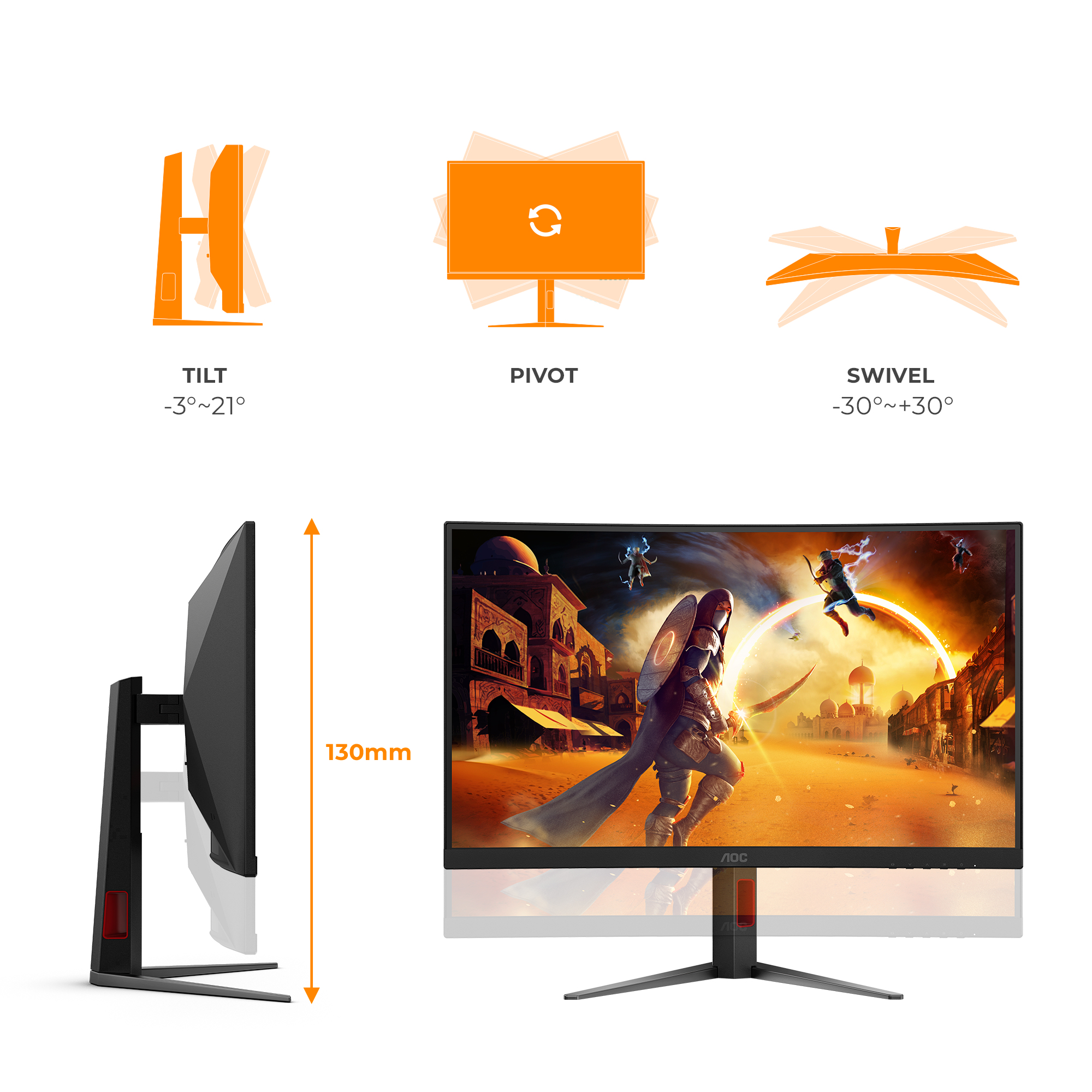 AOC 27 VA MONITOR CURVED C27G4Z2 - Image 3