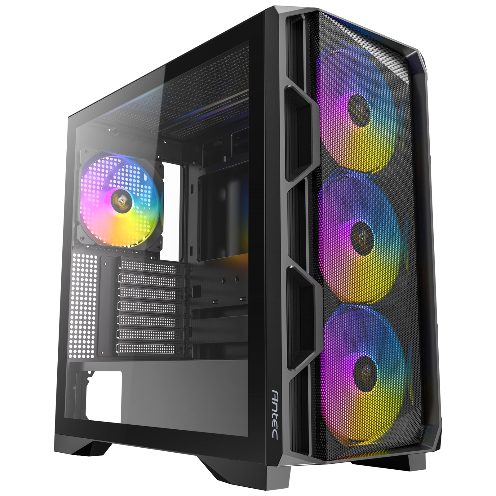 Antec AX1000 Mid Tower Gaming Case, 1 x USB Type-C / 2 x USB 3.0, Tempered Glass Side Window Panel, High Airflow Mesh Front, 4 x Pre-Installed ARGB LED Fans, E-ATX, ATX, Micro-ATX , ITX Compatible - Image 3