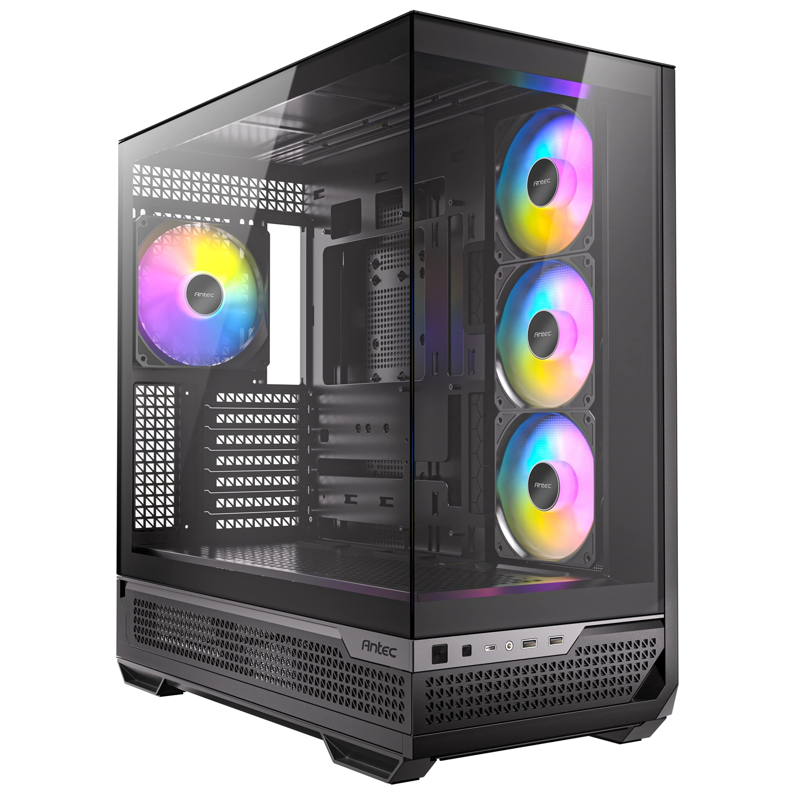 Antec Constellation C7 Mid Tower Gaming Case, 1 x USB Type-C / 2 x USB 3.0, Tempered Glass Front and Side Window Panel, Vertical Airflow, 4 x Pre-Installed ARGB LED Fans, E-ATX (= 272mm), ATX, M-ATX, ITX Compatible - Image 3