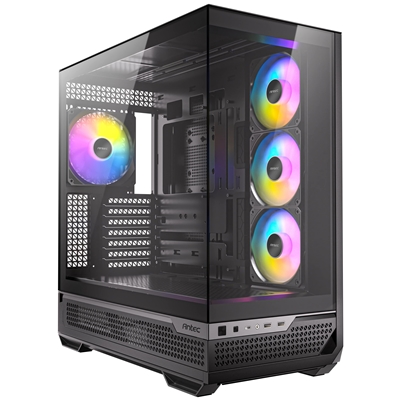 Antec Constellation C7 Mid Tower Gaming Case, 1 x USB Type-C / 2 x USB 3.0, Tempered Glass Front and Side Window Panel, Vertical Airflow, 4 x Pre-Installed ARGB LED Fans, E-ATX (= 272mm), ATX, M-ATX, ITX Compatible - Image 2