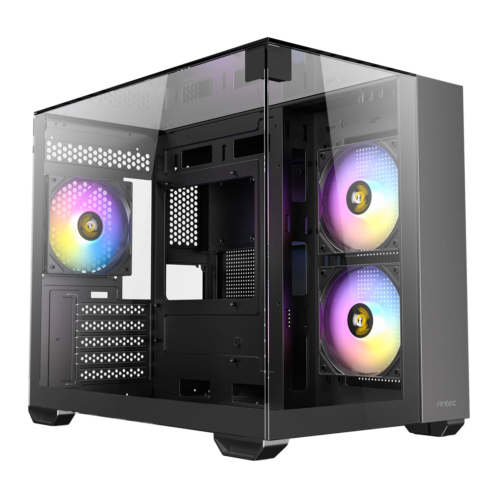 Antec CX600M Trio Mini Tower Gaming Case, Tempered Glass Front, Top & Side Panels, Dual Chamber Design, 3 x Pre-Installed ARGB Fans, USB-C, USB 3.0 & USB 2.0, Micro-ATX/ITX, Black - Image 3