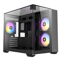 Antec CX600M Trio Mini Tower Gaming Case, Tempered Glass Front, Top & Side Panels, Dual Chamber Design, 3 x Pre-Installed ARGB Fans, USB-C, USB 3.0 & USB 2.0, Micro-ATX/ITX, Black