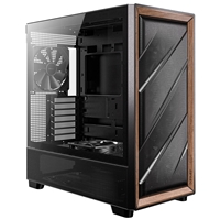 Antec FLUX Mid Tower Gaming Case, 1 x USB Type-C / 2 x USB 3.0, Tempered Glass Side Window Panel, Multi-directional Vent Design, Walnut Wood Accents, 5 x Pre-Installed PWM Fans, E-ATX (=330mm), ATX, Micro-ATX, ITX Compatible