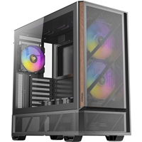 Antec P30 Mid Tower Gaming Case, 1 x USB Type-C / 2 x USB 3.0, Tempered Glass Side Window Panel, Large metal mesh front panel with premium wood accents, 5 x Pre-Installed ARGB LED Fans, ATX, micro-ATX, ITX Compatible