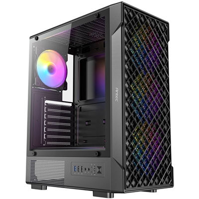 Antec VX320 ARGB Mid-Tower Gaming Case, 1 x USB 3.0/ 1 x USB 2.0, Tempered Glass Side Window Panel, Ventilated Front Grille, 4 x Pre-Installed ARGB LED Fans, ATX, Micro-ATX,ITX Compatible - Image 2
