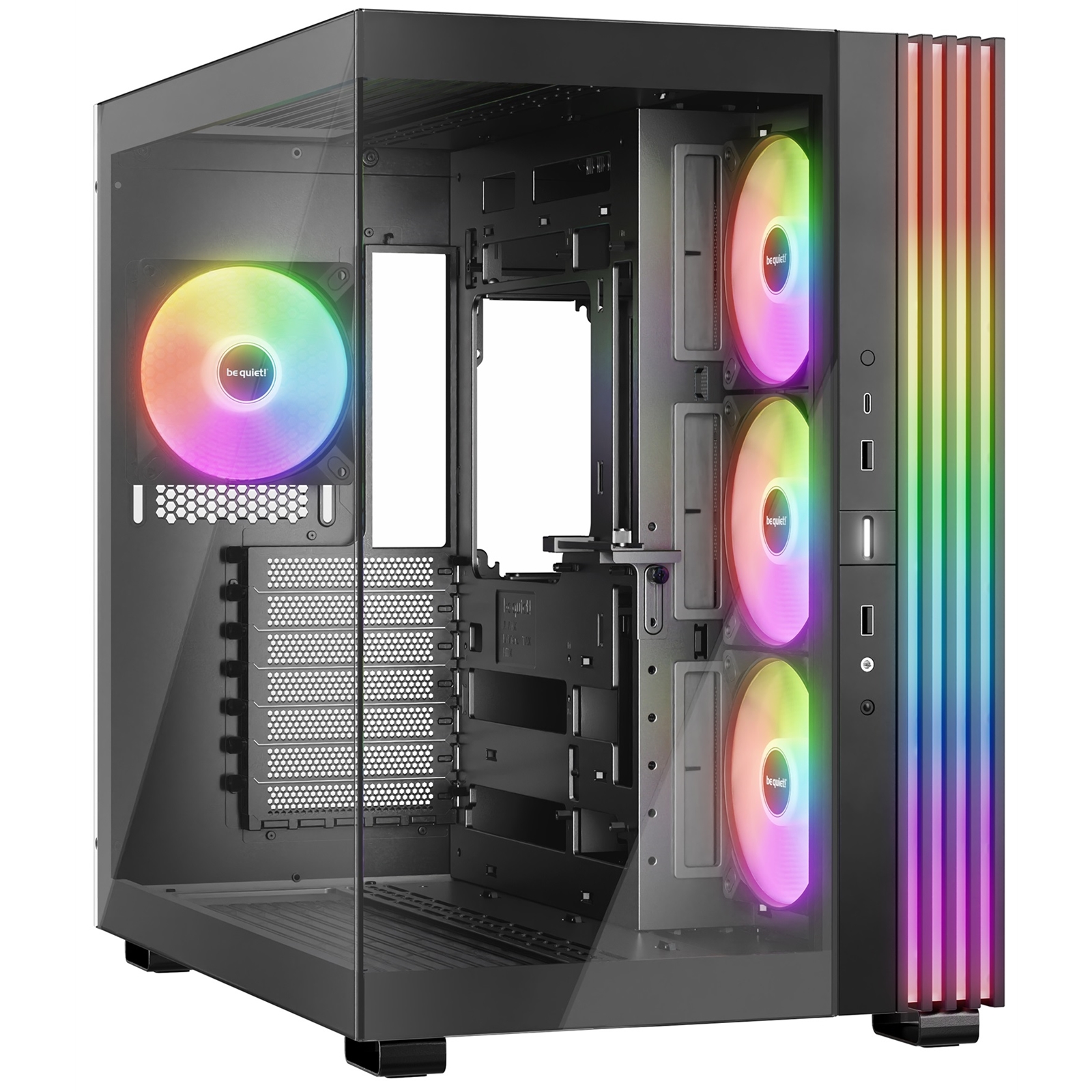 be quiet! BGW67 Light Base 600 LX Mid Tower Gaming Case, 1 x USB Type-C / 2 x USB 3.0, Tempered Glass Front & Side Window Panel, 4 x Light Wings ARGB Fans, ATX / M-ATX / Mini-ITX Compatible - Image 3