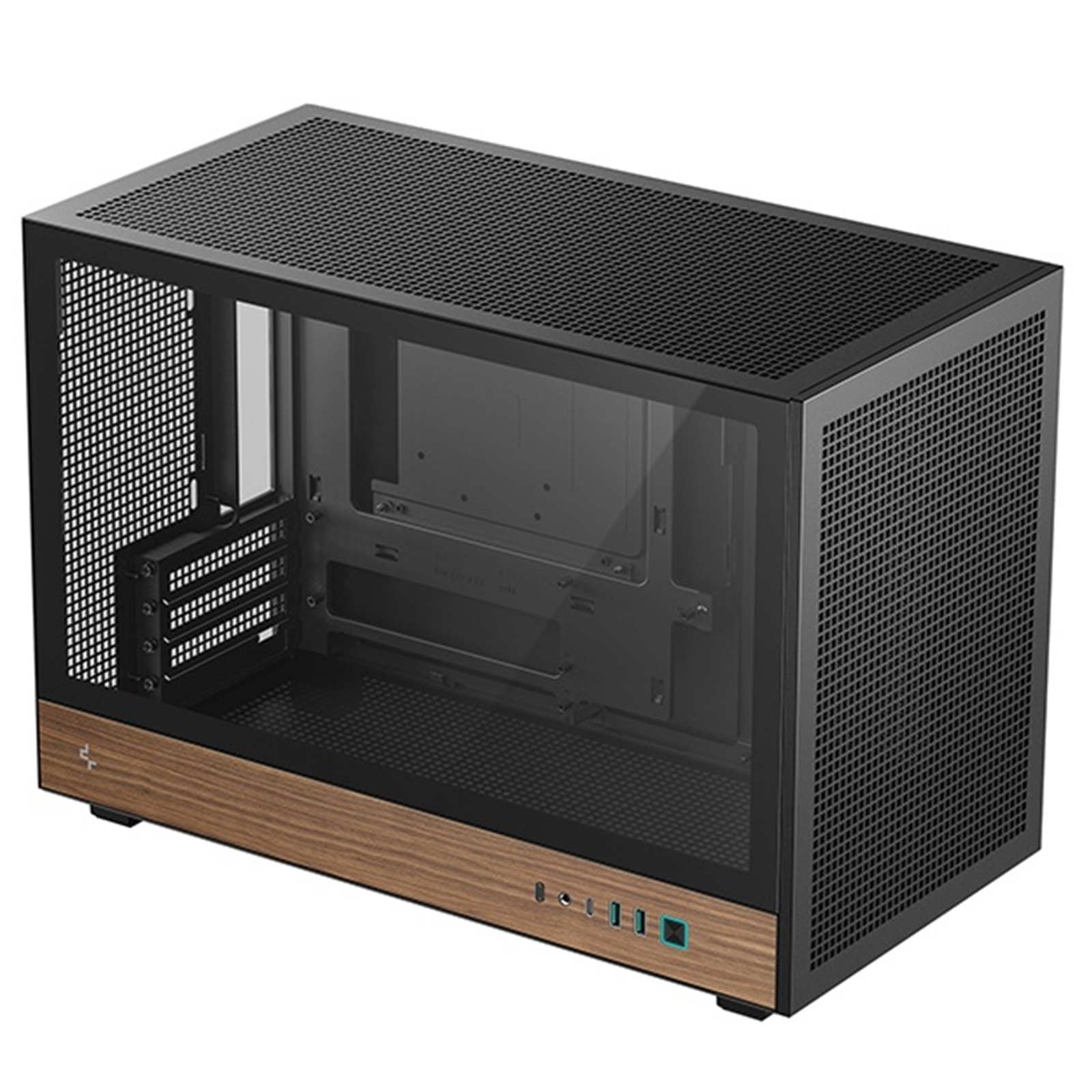 DeepCool CH260 Micro-ATX Mini Tower PC Gaming Case, Wood, Tempered Glass Side Panel USB Type-C High Airflow Supports ATX PSU & RTX GPUs Black - Image 3