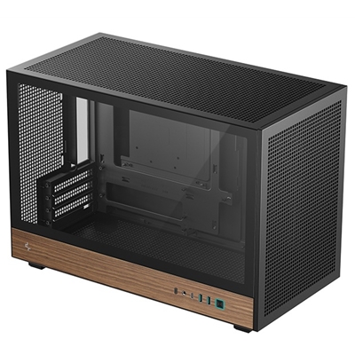 DeepCool CH260 Micro-ATX Mini Tower PC Gaming Case, Wood, Tempered Glass Side Panel USB Type-C High Airflow Supports ATX PSU & RTX GPUs Black - Image 2