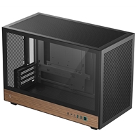 DeepCool CH260 Micro-ATX Mini Tower PC Gaming Case, Wood, Tempered Glass Side Panel USB Type-C High Airflow Supports ATX PSU & RTX GPUs Black