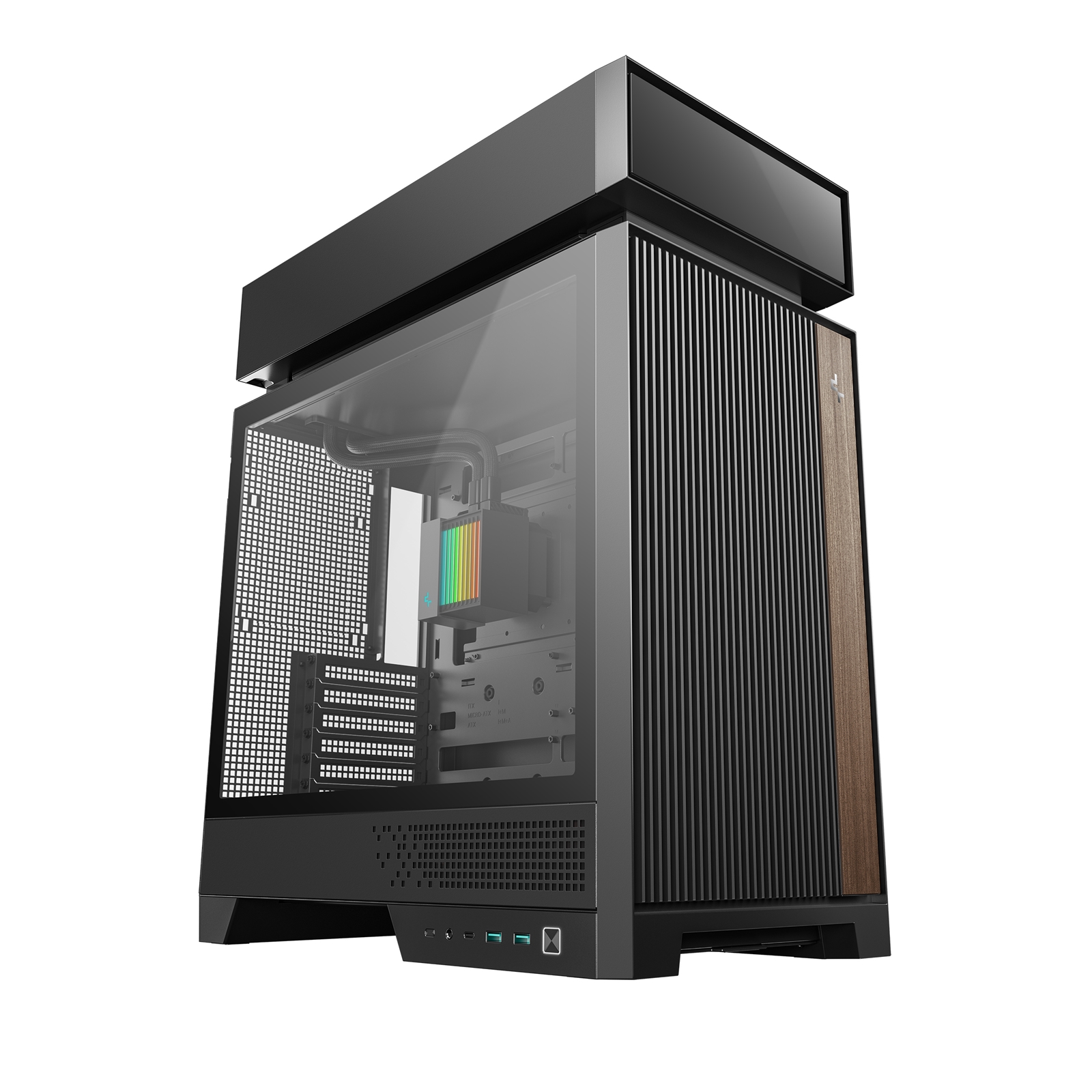 DeepCool CL6600 ARGB Modular Split-Chamber Mid-Tower ATX Case, Tempered Glass Panels, Pre-installed 360mm ARGB Liquid Cooler, 2 x FL12R SE ARGB Fans, USB 3.0, Mini-ITX/Mico-ATX/ATX, Black - Image 3