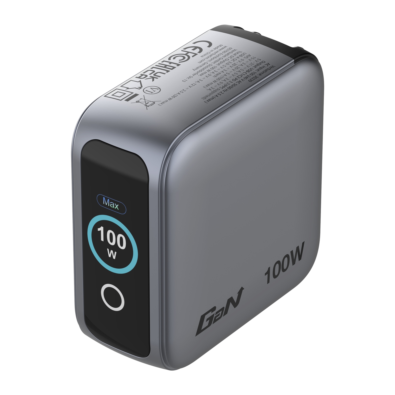 Verbatim (30239) Mini GaN Charger 100W With Display, 100W 3-Port + 100W USB-C to USB-C Cable - Image 3