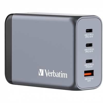Verbatim (32205) GNC-240 GaN Charger 240W With 1 X USB-C 140W /1 X USB-C 100W / 1 X USB-C 65W / 1 X USB-A QC 3.0 (EU/UK/US) - Image 2