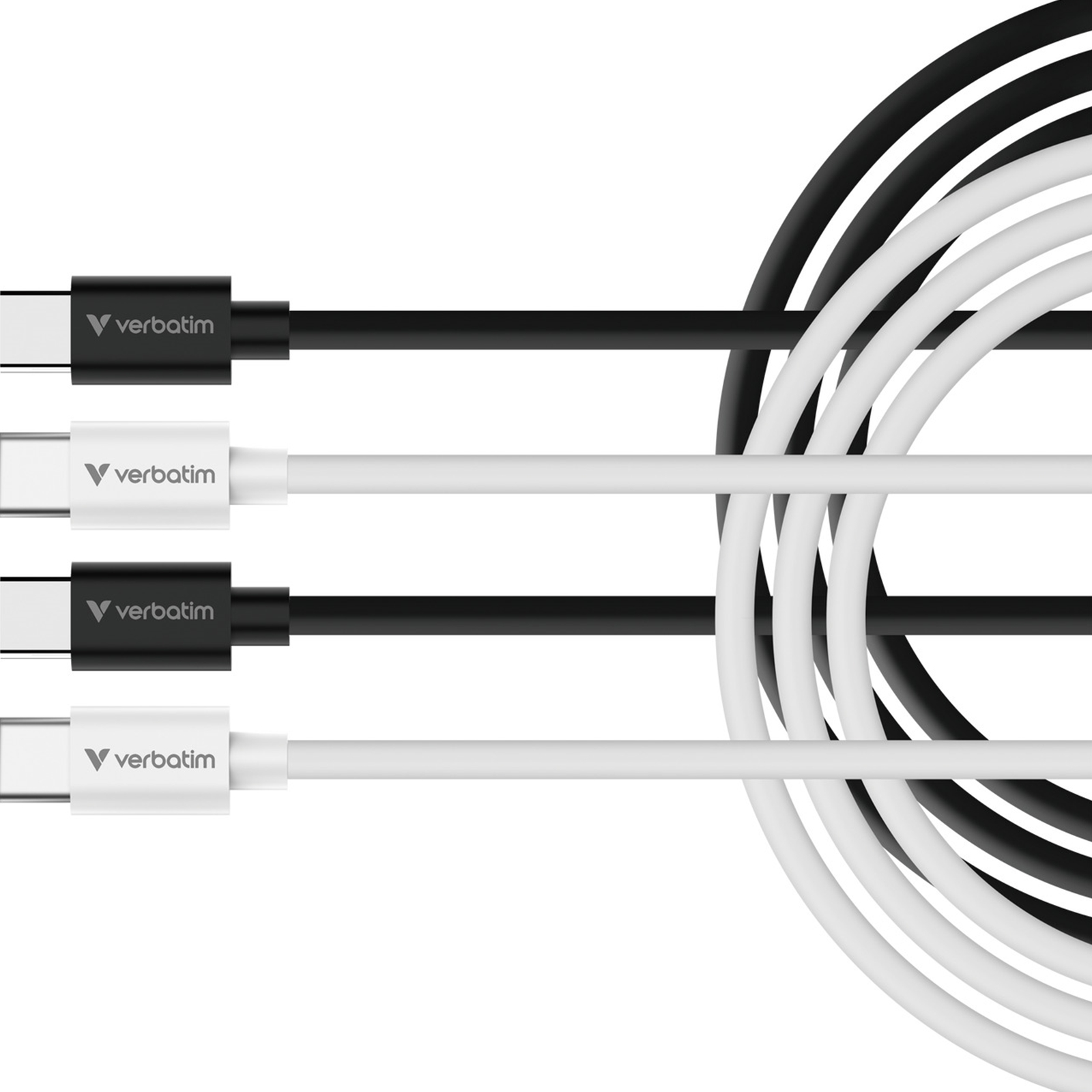 Verbatim (32391) Essentials Sync & Charge USB-C to C Cables (2 pack) Black & White, 1m, 60W PD, 480Mbps, USB Power Delivery 3.0 Supports Up To 60W Fast Charging - Image 3
