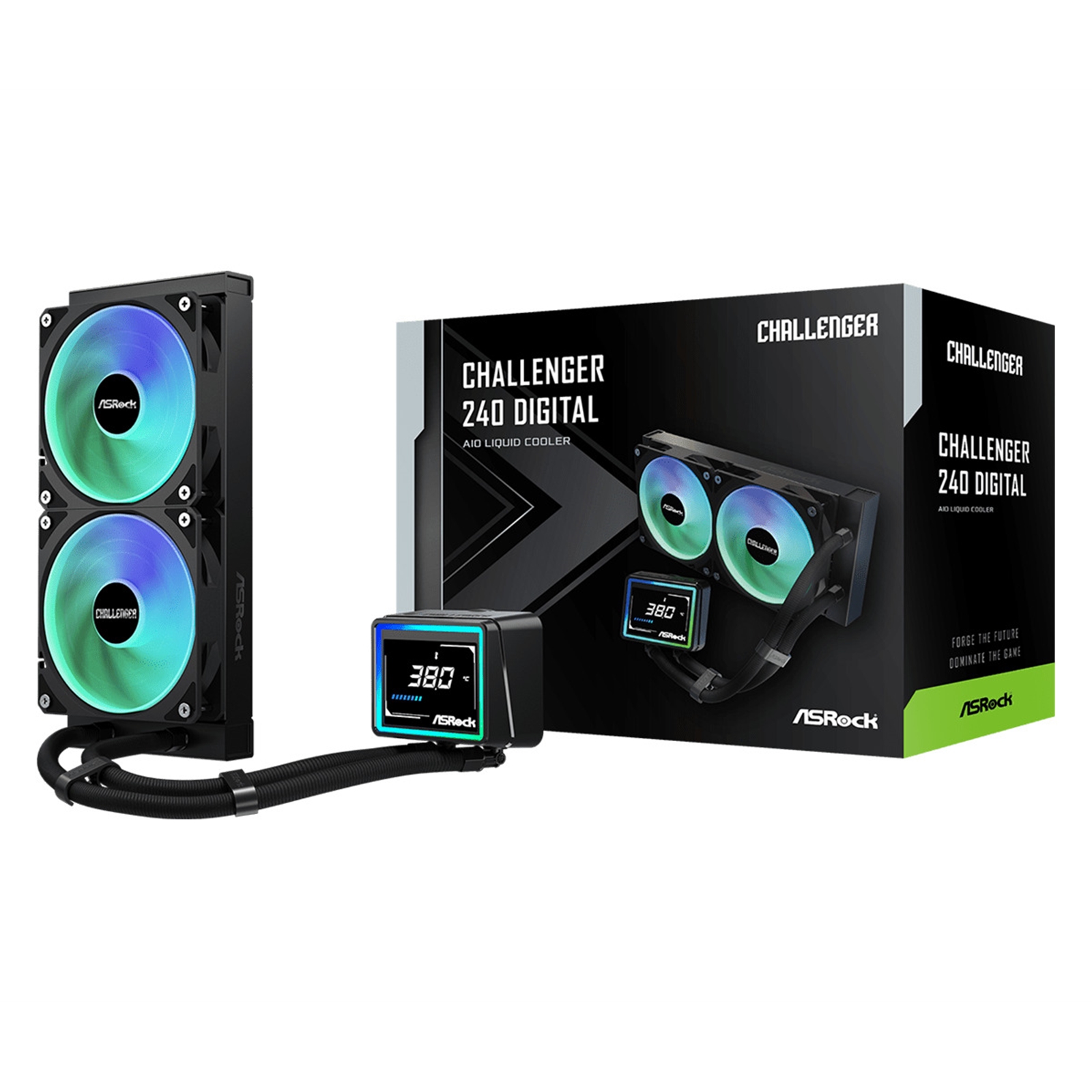 ASRock Challenger 240 Digital AIO Liquid CPU Cooler, 240mm Radiator, Dual 120mm PWM ARGB Fans, 3" Digital Display, Intel LGA1700/1851 & AMD AM5/AM4 Compatible - Image 3