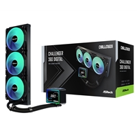 ASRock Challenger 360 Digital AIO Liquid CPU Cooler, 360mm Radiator, Triple 120mm PWM ARGB Fans, 3? Digital Display, Intel LGA1700/1851 & AMD AM5/AM4 Compatible