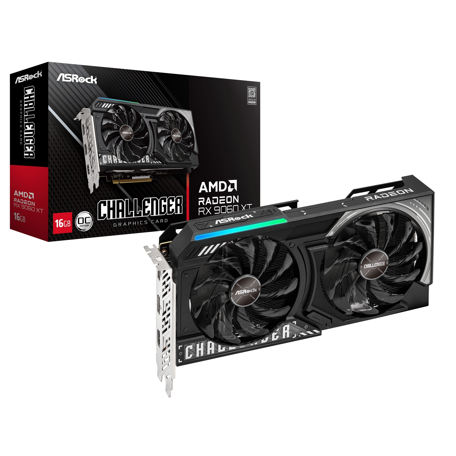 ASRock AMD Radeon RX 9060 XT Challenger OC 16GB GDDR6 Graphics Card, 2048 Streams, 3290MHz Boost Clock, Dual Fan, 2x DisplayPorts / 1x HDMI Port - Image 3