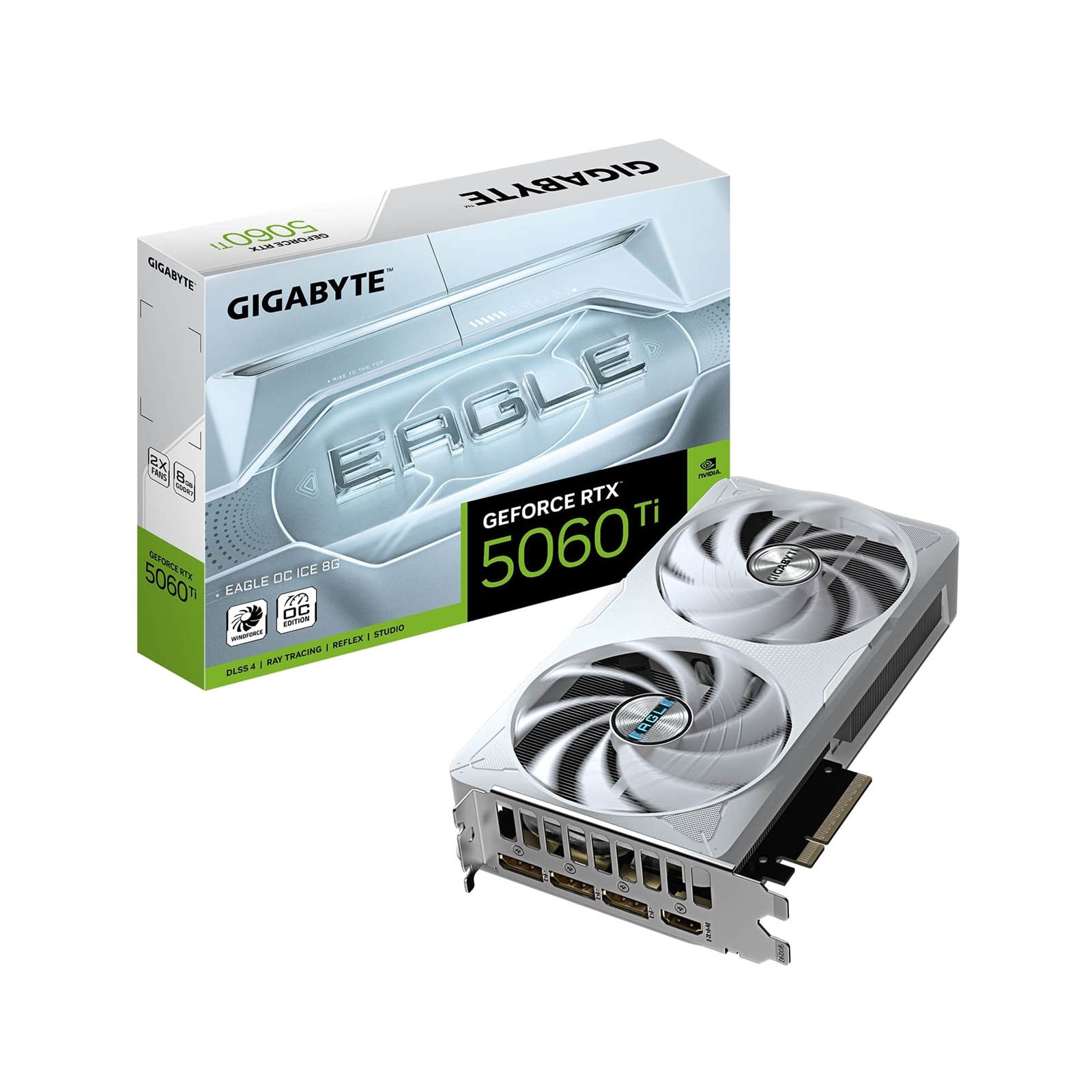 Gigabyte NVIDIA GeForce RTX 5060 Ti EAGLE OC ICE 8GB GDDR7 Graphics Card, 4608 CUDA Cores, 2617 MHz Core Clock, Dual Fan, 3x DisplayPorts / 1x HDMI Port - Image 3