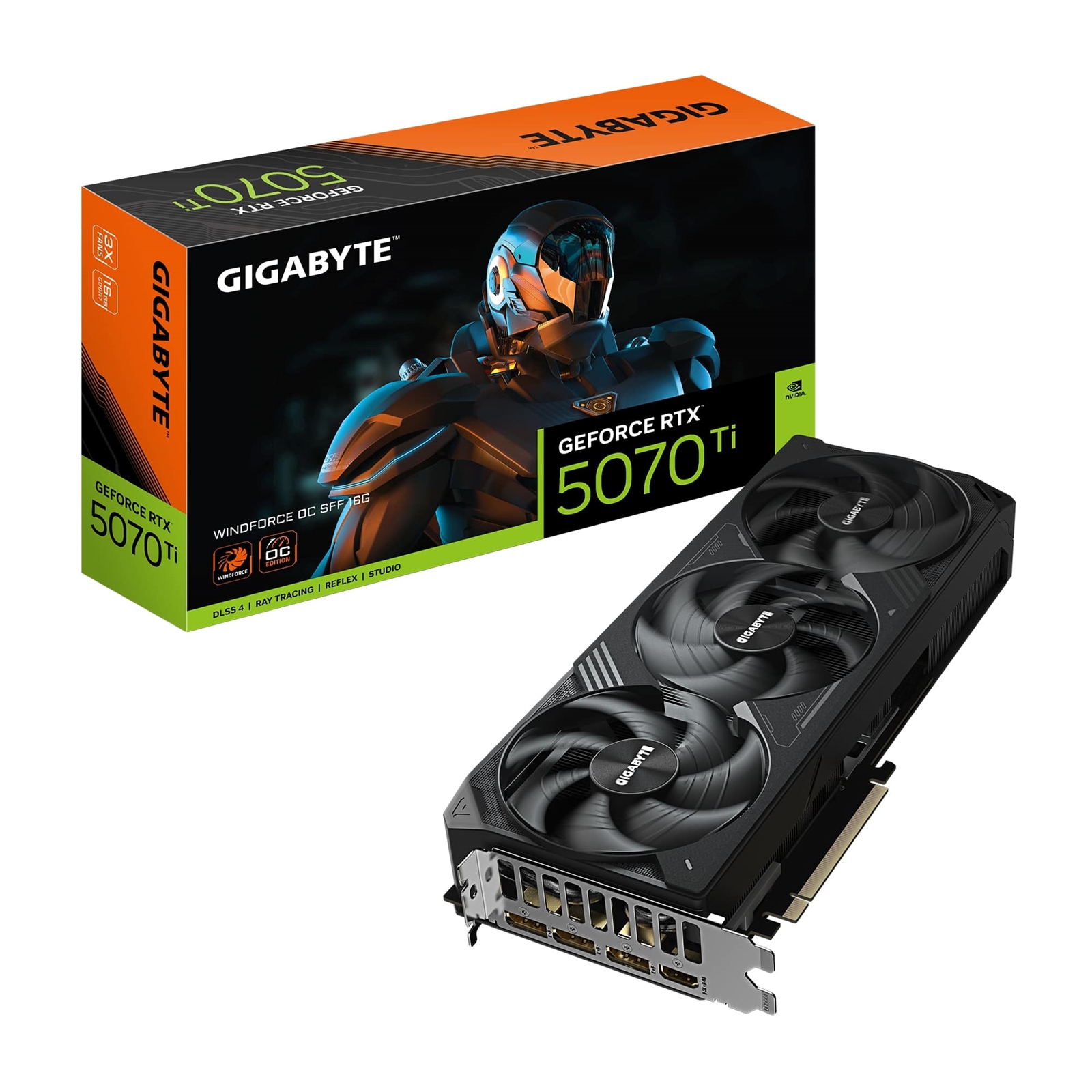 Gigabyte NVIDIA GeForce RTX 5070 Ti WINDFORCE OC SFF 16GB GDDR7 Graphics Card, 8960 CUDA Cores, 2497 MHz Core Clock, Triple Fan, 3x DisplayPorts / 1x HDMI Port - Image 3