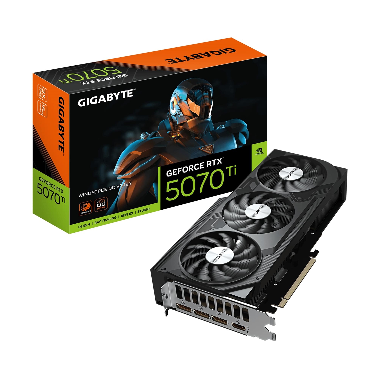 Gigabyte NVIDIA GeForce RTX 5070 Ti WINDFORCE OC V2 16GB GDDR7 Graphics Card, 8960 CUDA Cores, 2497 MHz Core Clock, Triple Fan, 3x DisplayPorts / 1x HDMI Port - Image 3