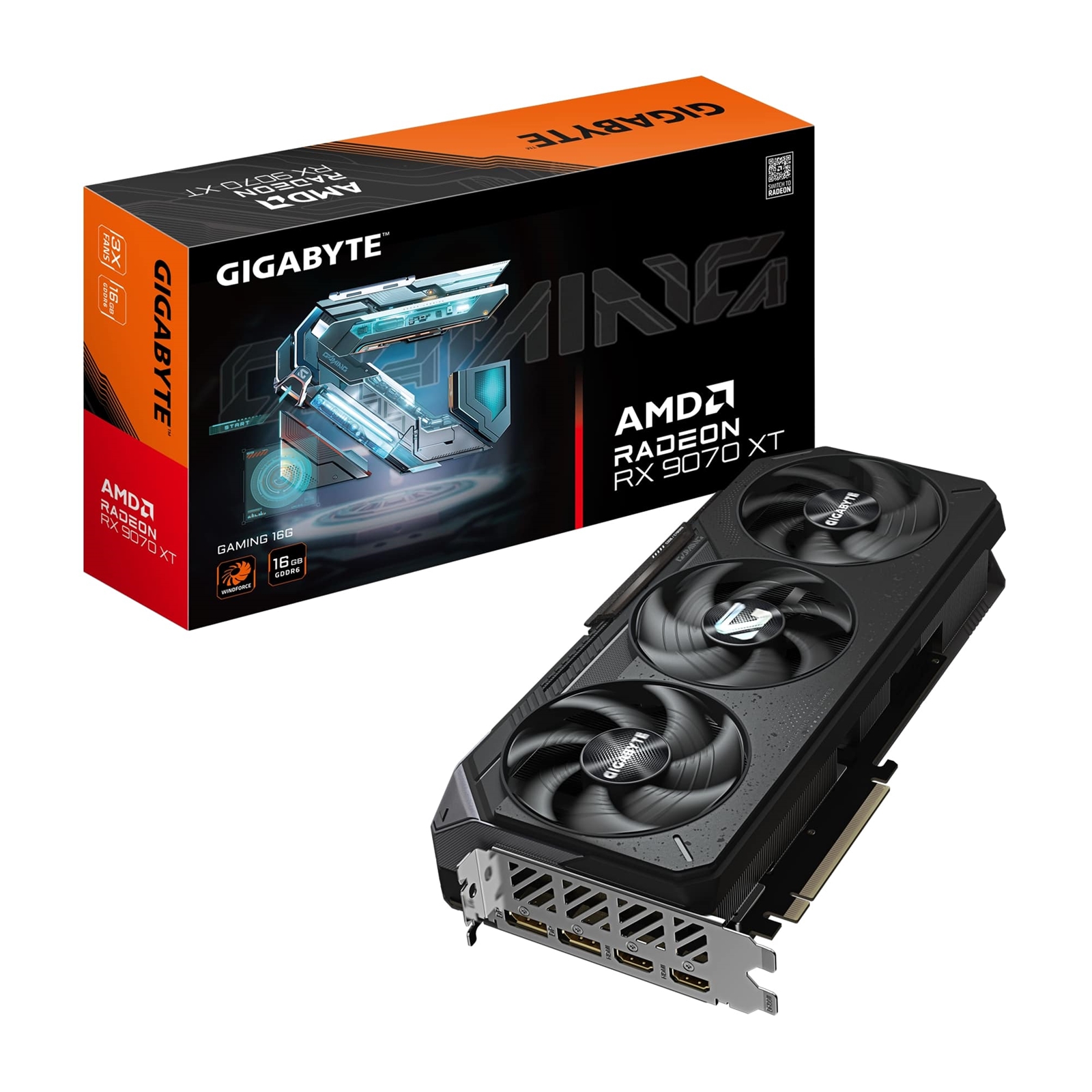 Gigabyte AMD Radeon RX 9070 XT GAMING 16GB GDDR6 Graphics Card, 4096 Streams, 2400 MHz Core Clock, Triple Fan, RGB, 2x DisplayPorts / 2x HDMI Ports - Image 3