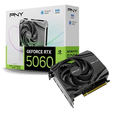 PNY NVIDIA GeForce RTX 5060 8GB GDDR7 Graphics Card, 3840 CUDA Cores, 2280 MHz Core Clock, Single Fan, 3x DisplayPorts / 1x HDMI Port - Image 2