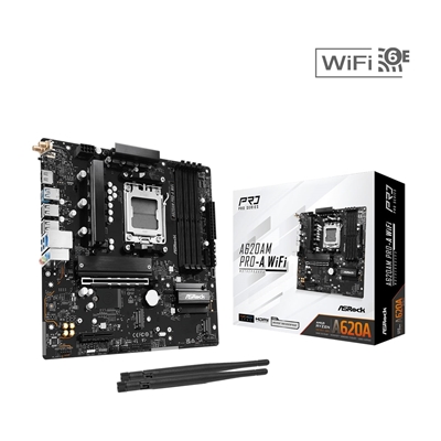 ASRock A620AM PRO-A WIFI AMD Socket AM5 Motherboard, 4 x DDR5 Slots, 3x M.2 Socket, 2.5GbE LAN, Wi-Fi 6E, 1x HDMI Port - Image 2